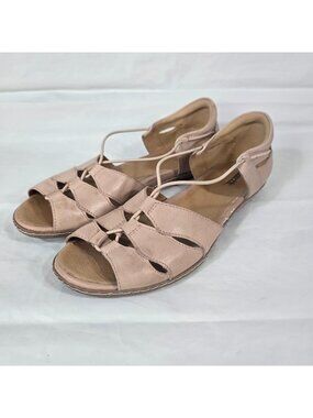 Earth Aloha Blush Sandals Women Size 10 Flats Leather Open Toe Slip On Bohemian